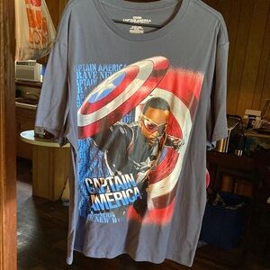 Marvel Captain America Tee Blue Red Short Sleeve